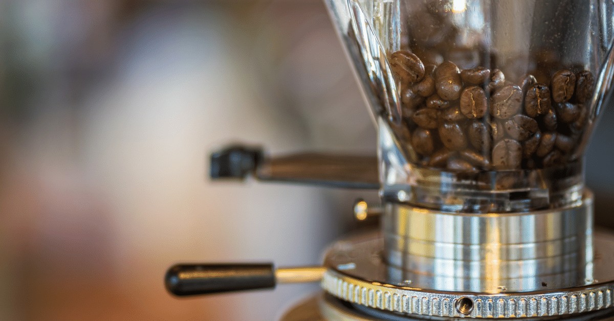 coffee beans in a grinder