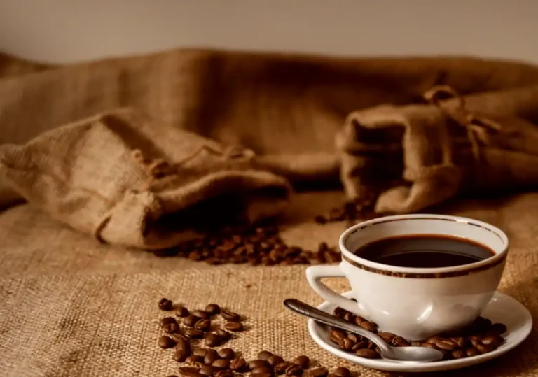 cup of coffee and coffee beans