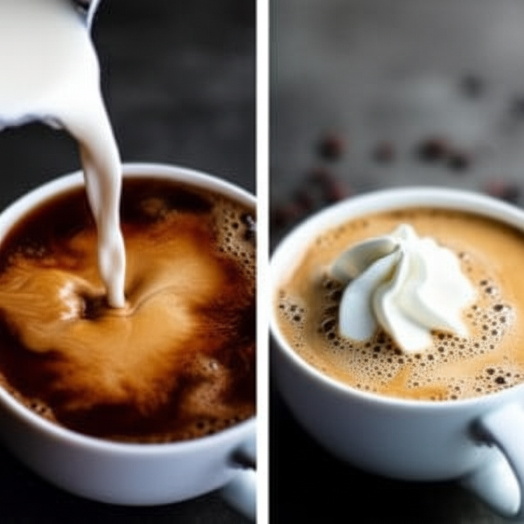 cream being poured into coffee