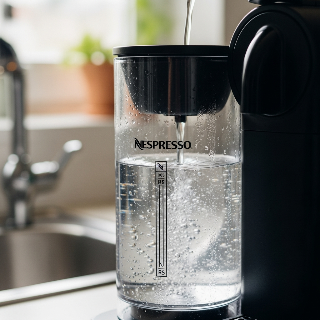 Pouring water into Nespresso machine tank for not pumping water troubleshooting